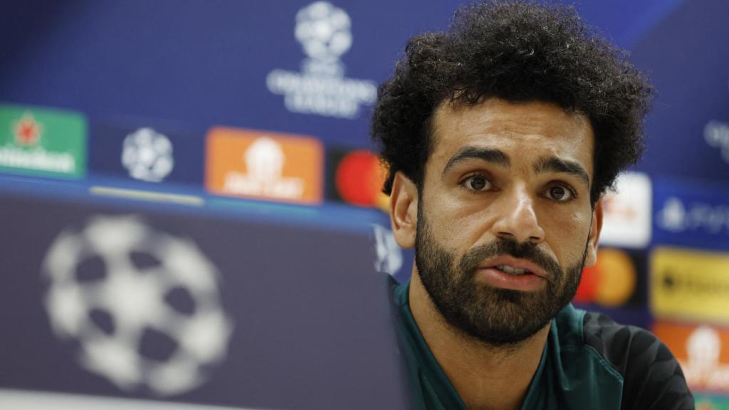 Mohamed Salah, en rueda de prensa de la Champions League