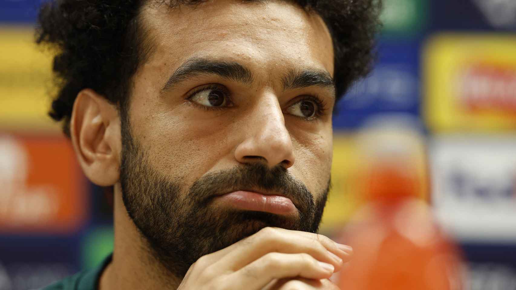 Mohamed Salah, en rueda de prensa de la Champions League