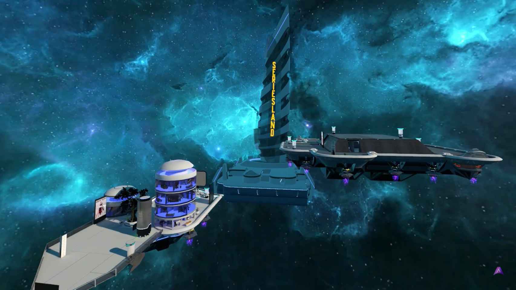 Espacio de Seriesland donde Aglaya creó un metaverso con dos naves donde poder ver bajo demanda más de 12 horas de contenido.