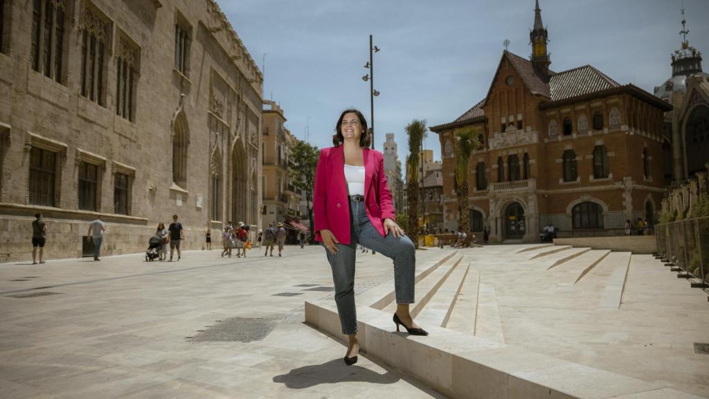 Sandra Gómez, en la Plaza de la Lonja.