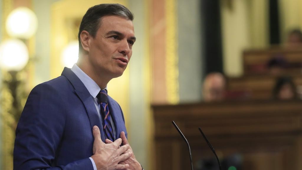 Pedro Sánchez, este jueves en su comparecencia en el Congreso sobre Pegasus.