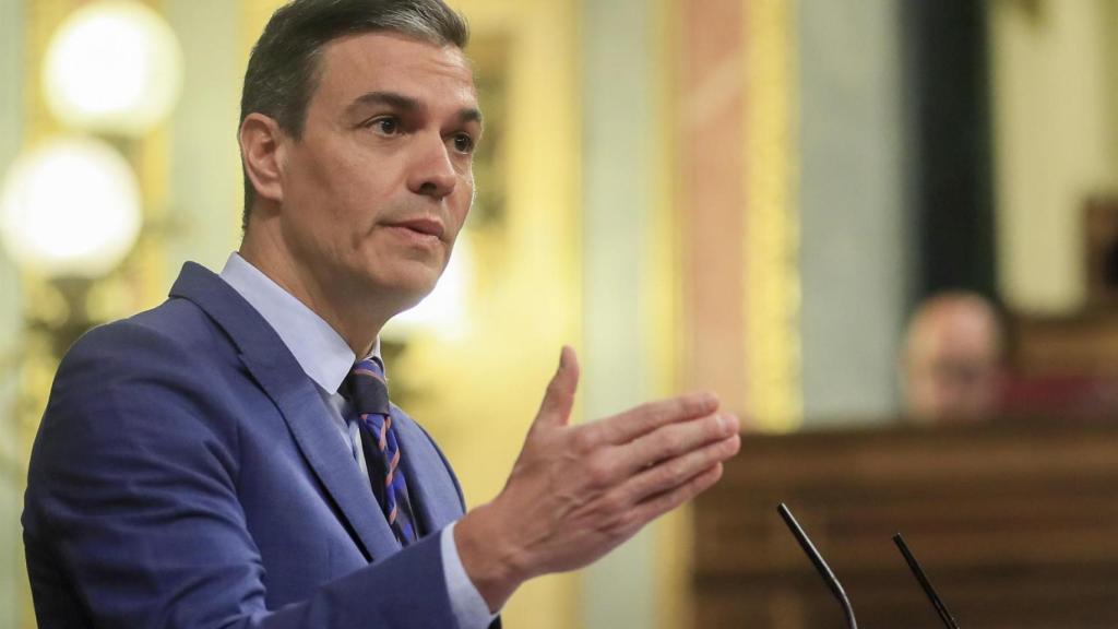 El presidente Pedro Sánchez, durante una comparecencia en el Congreso de los Diputados.