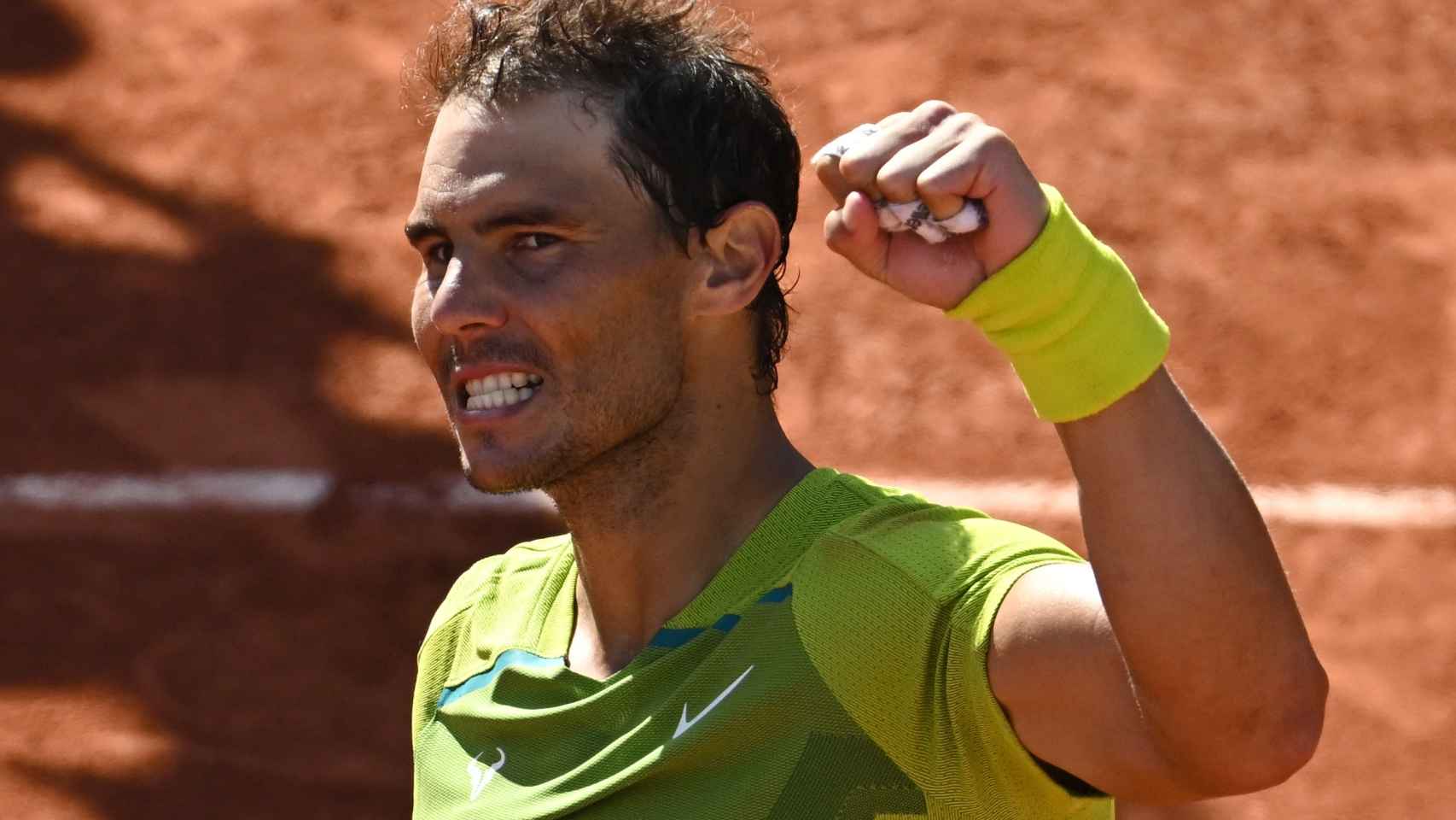 Rafa Nadal celebra su victoria ante Botic Van De Zandschulp.