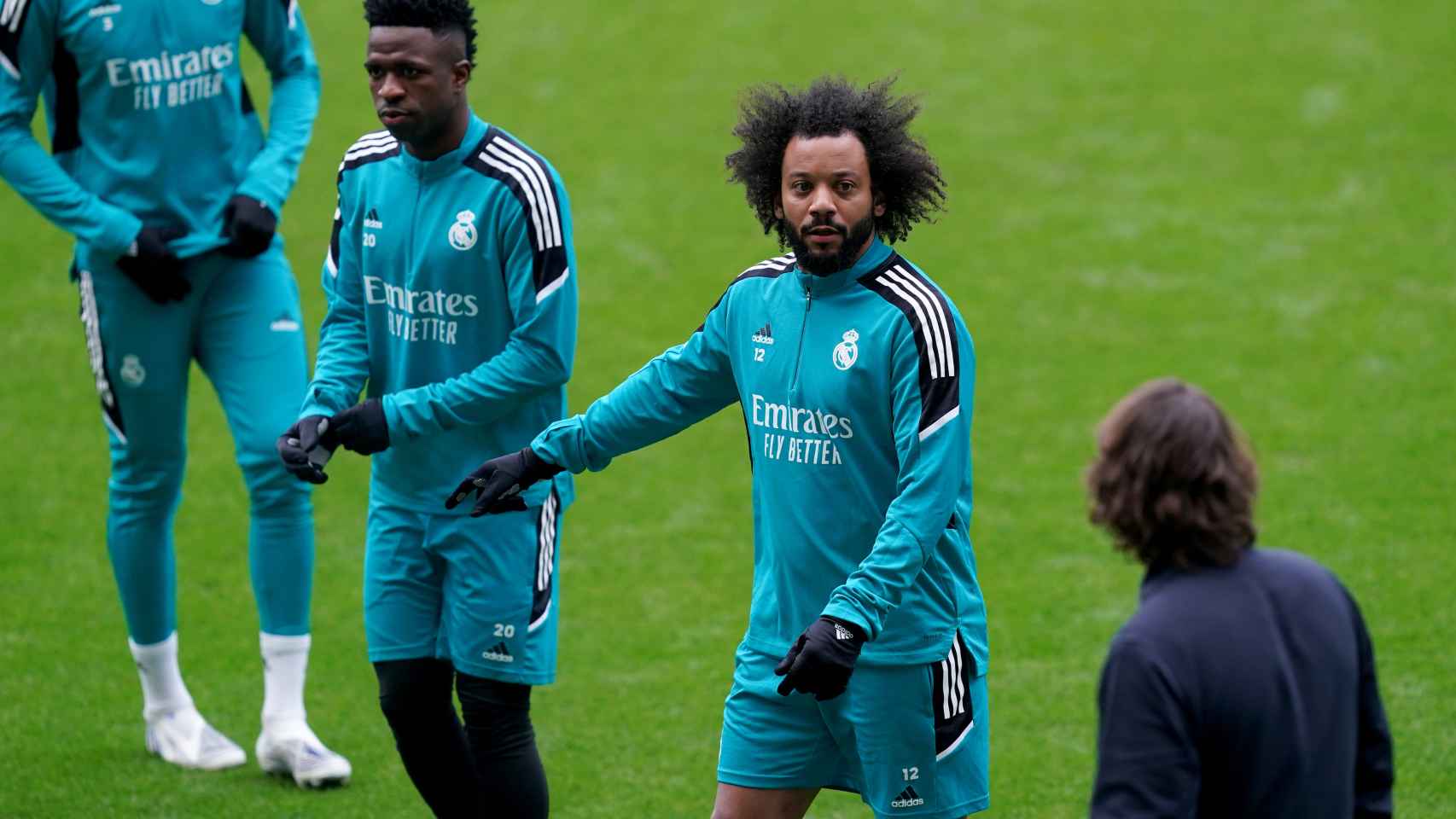 Marcelo y Vinicius en un entrenamiento del Real Madrid