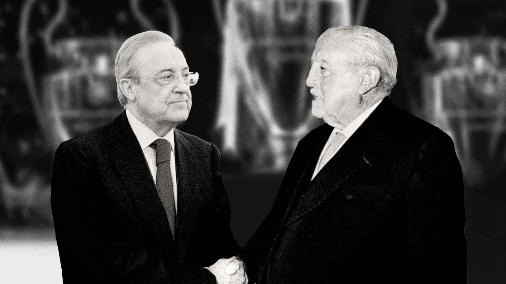 Florentino Pérez y Santiago Bernabéu, presidentes del Real Madrid