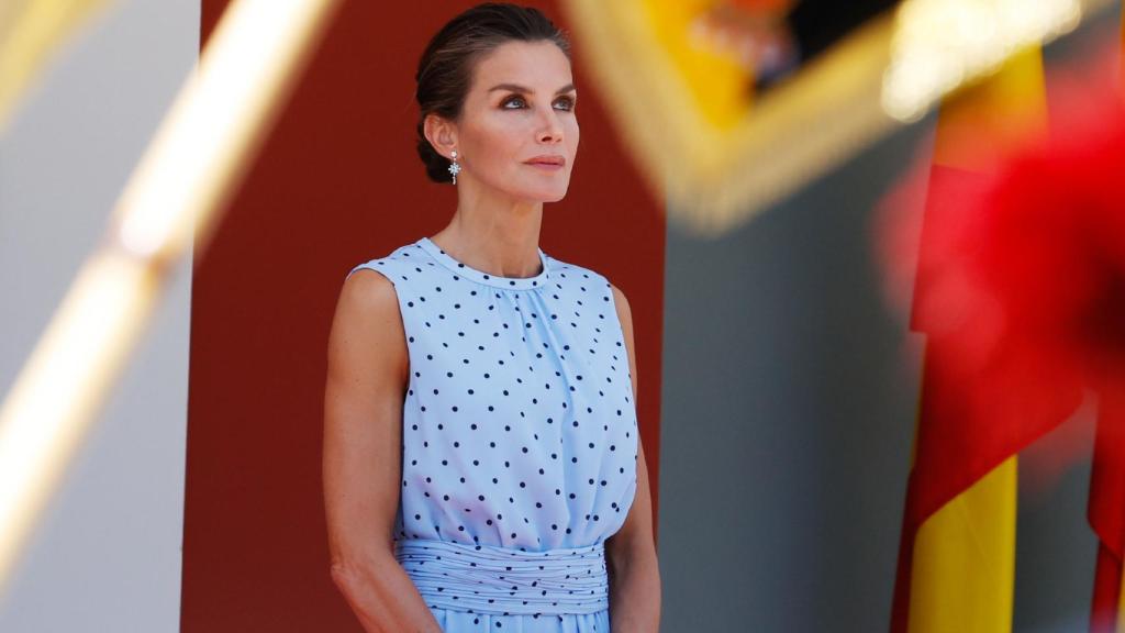 La reina Letizia, este sábado 28 de mayo en Huesca presidiendo el desfile del Día de las Fuerzas Armadas.