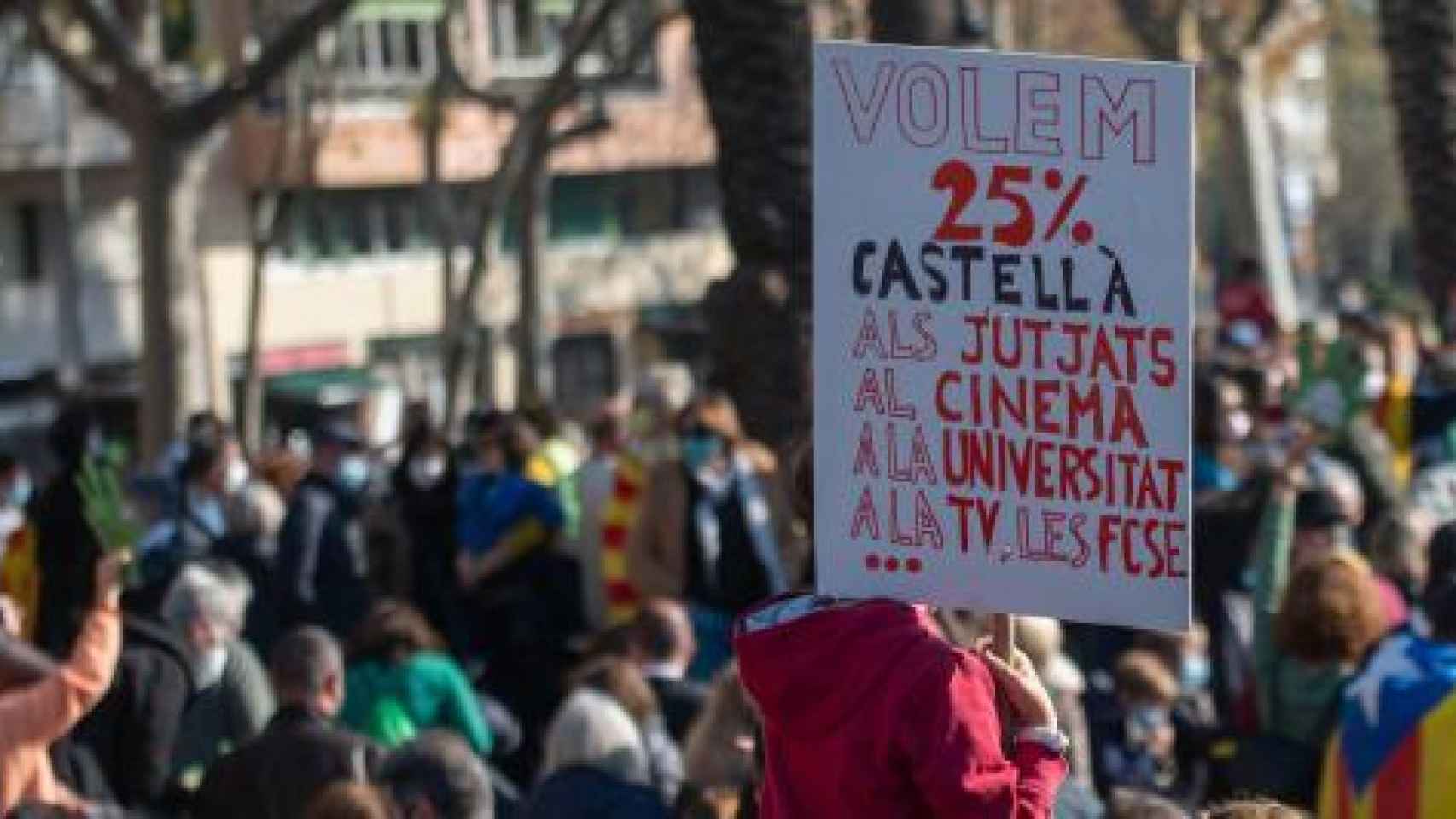 Manifestación contra el fallo del TSJC del castellano en las escuelas.