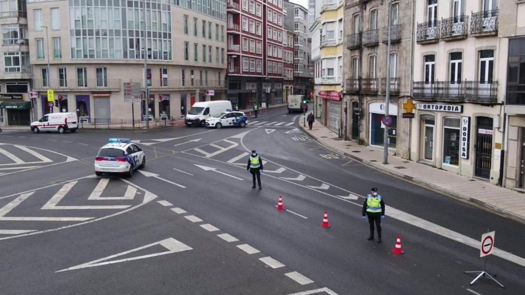 Un control de la Policía Local de Lugo.