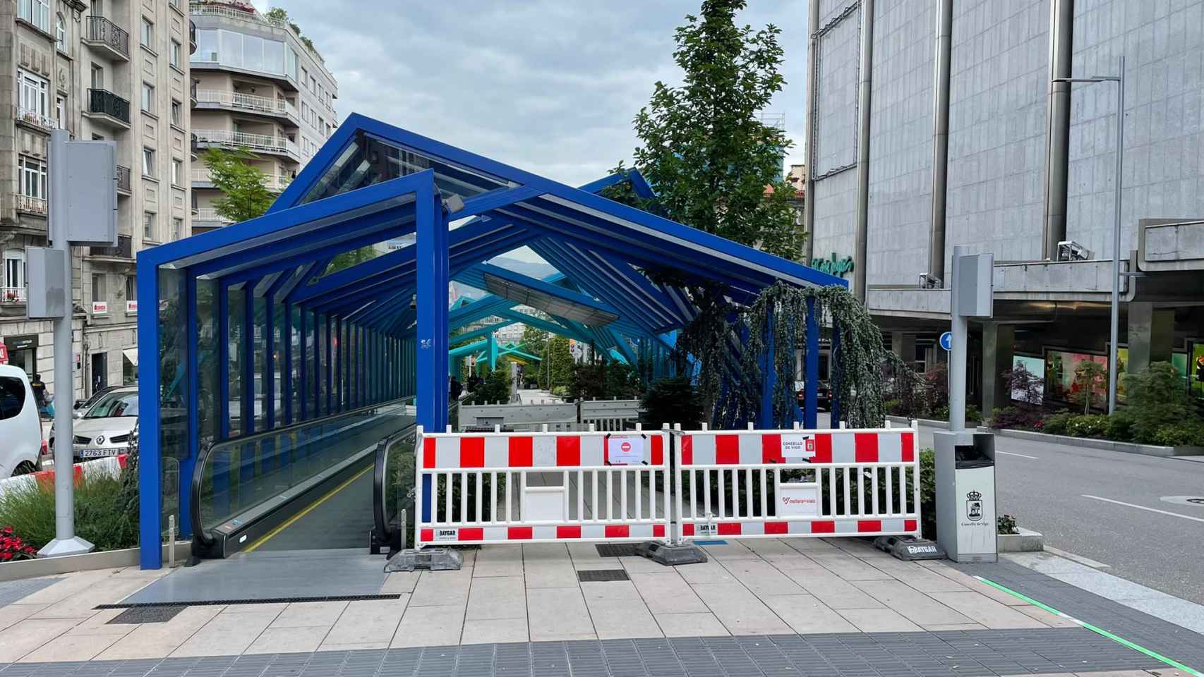 Cierre de las rampas de Gran Vía, en Vigo.