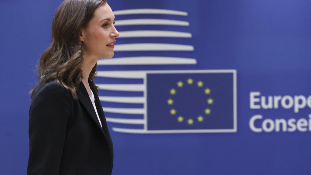 La primera ministra finlandesa, Sanna Marin, en el Consejo Europeo