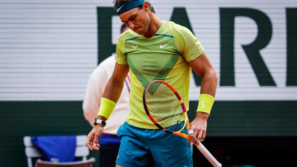 Rafa Nadal durante un partido de Roland Garros 2022