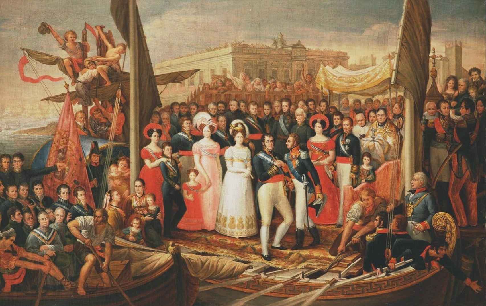 'Desembarco de Fernando VII en el Puerto de Santa María, Cádiz. 1823'. Pintura al óleo de José Aparicio Inglada.