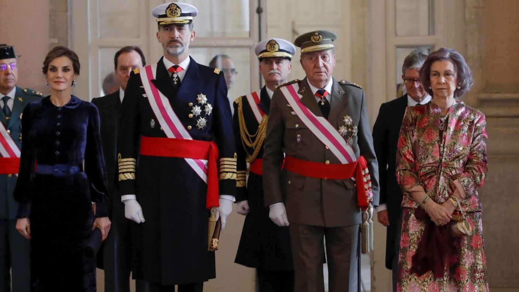 La Familia Real durante la Pascua Militar de 2018.