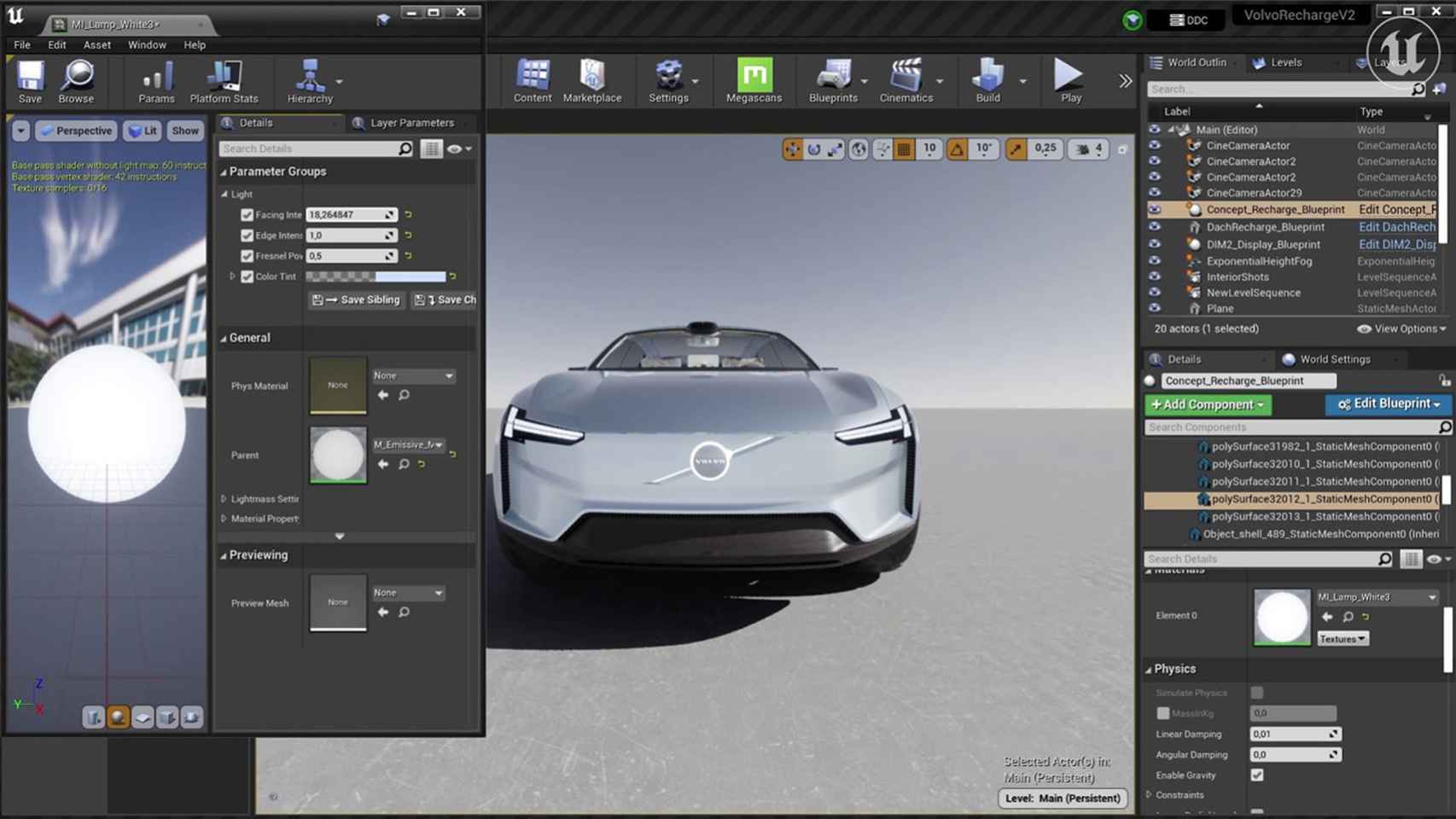 Desarrollo de Unreal Engine en coches Volvo.