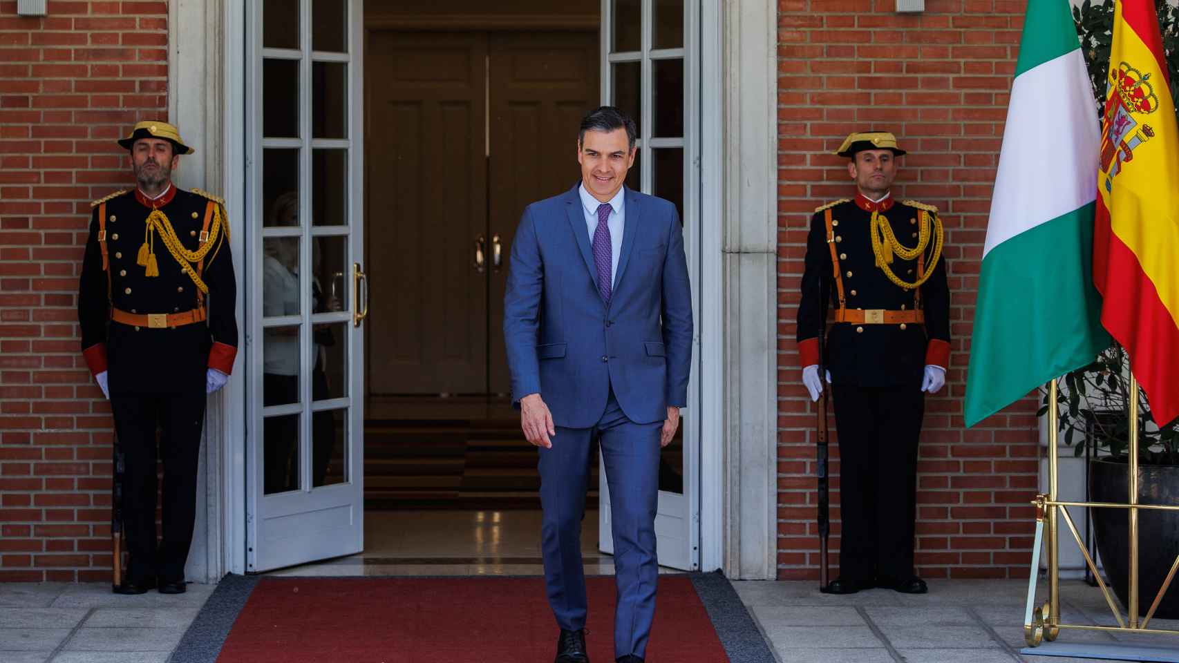 Pedro Sánchez, presidente del Gobierno, este miércoles, en el Palacio de la Moncloa.