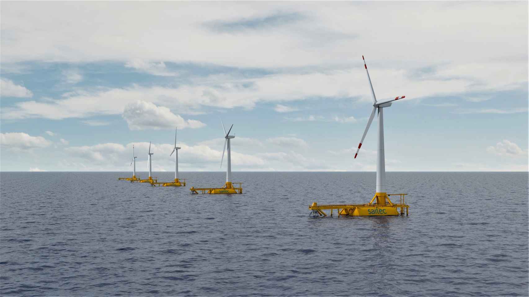 Parque eólico flotante piloto en aguas de la Costa Brava de 50 MW de Saitec.
