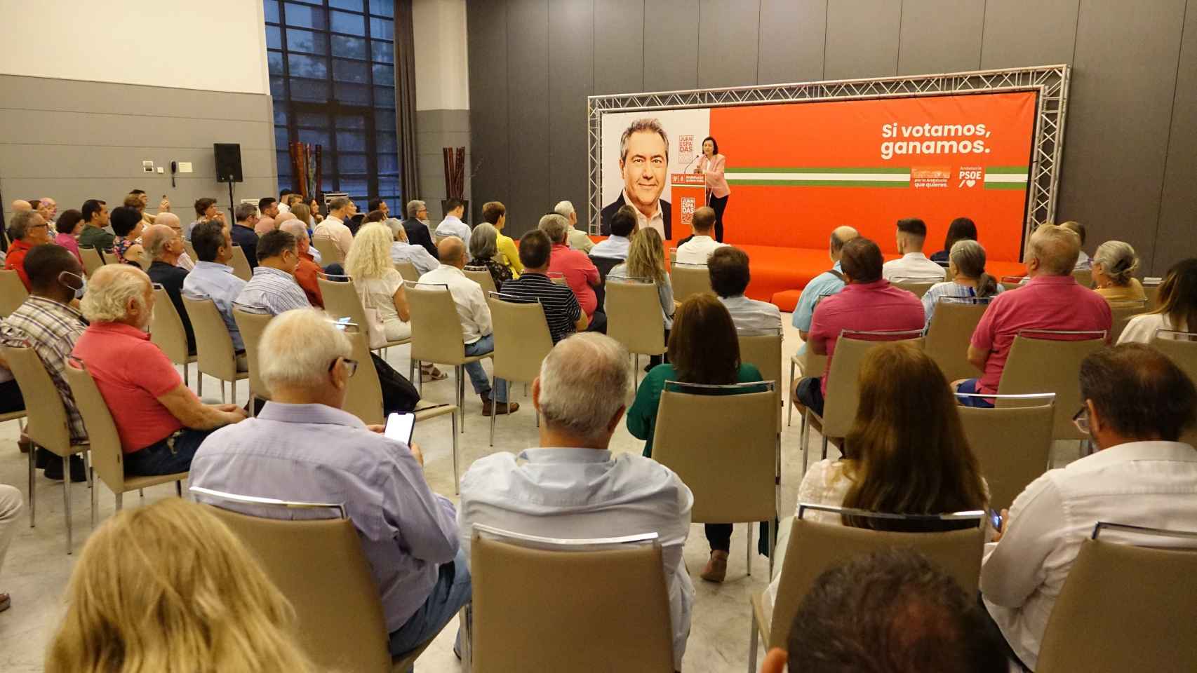 Eva Granados, portavoz socialista en el Senado, en la apertura de campaña en Málaga.