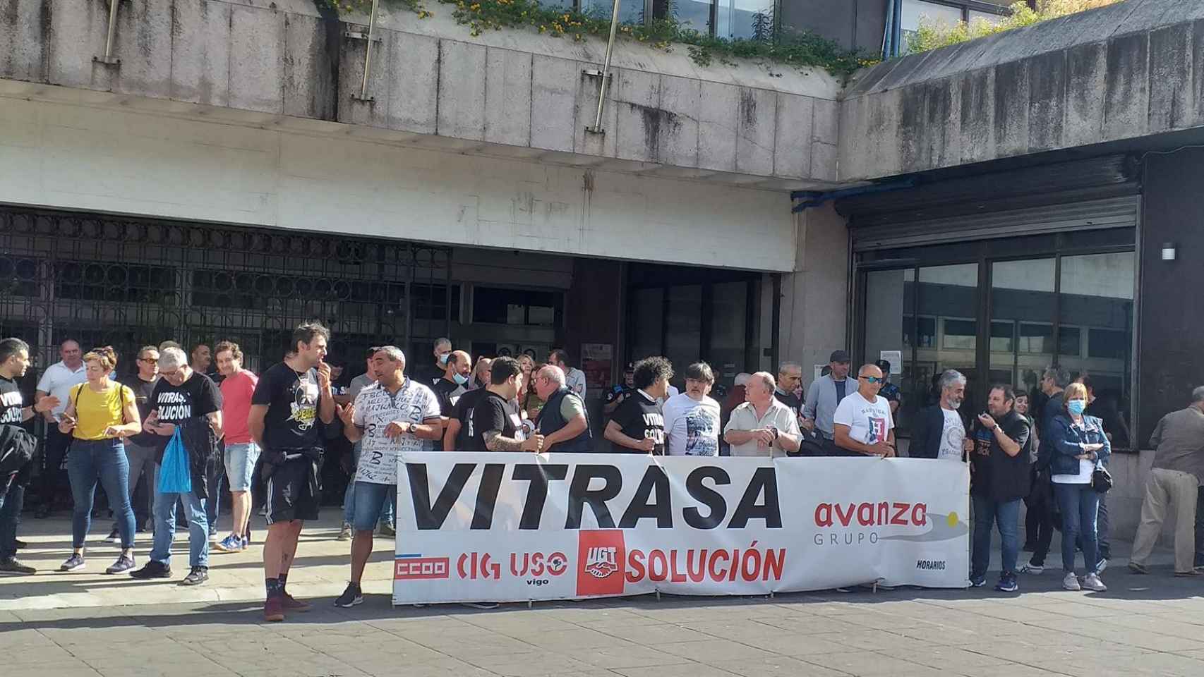 Concentración de trabajadores de Vitrasa el 3 de junio de 2022.