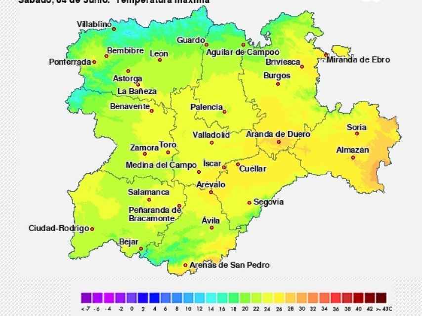 Mapa de predicción meteorológica hoy en Castilla y León