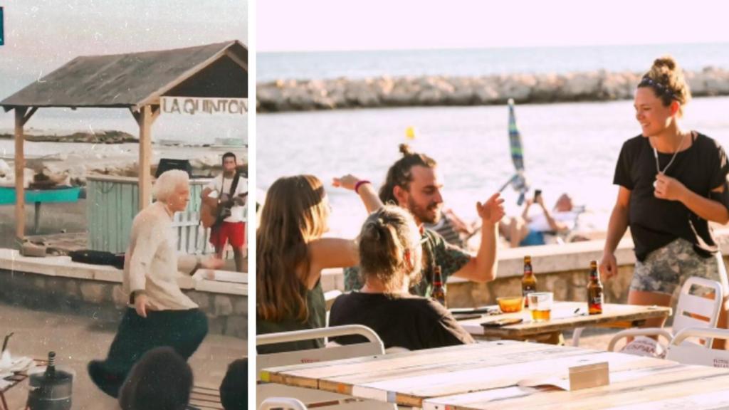 La abuela bailonga en una captura del vídeo viral y el restaurante