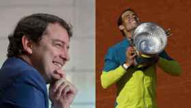Montaje con Alfonso Fernández Mañueco y Rafa Nadal levantando su 14º Roland Garros