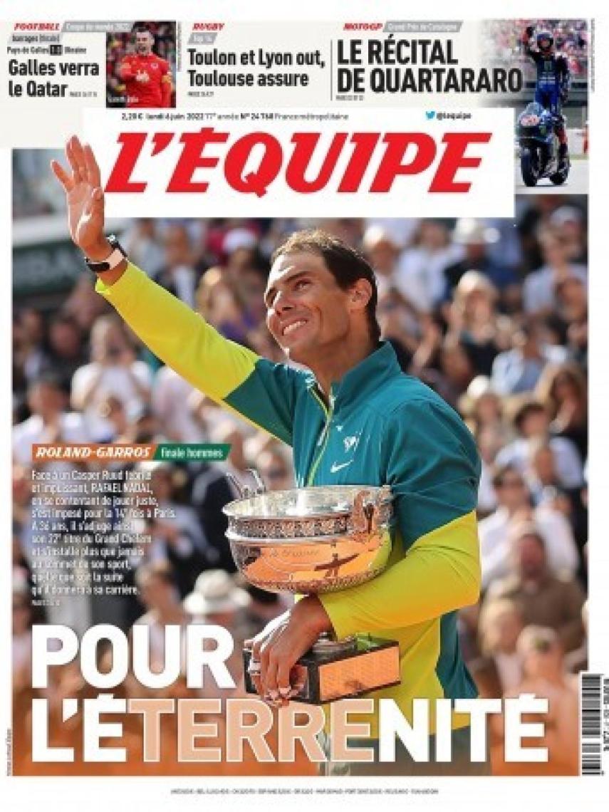 Rafa Nadal en la portada de L'Equipe.