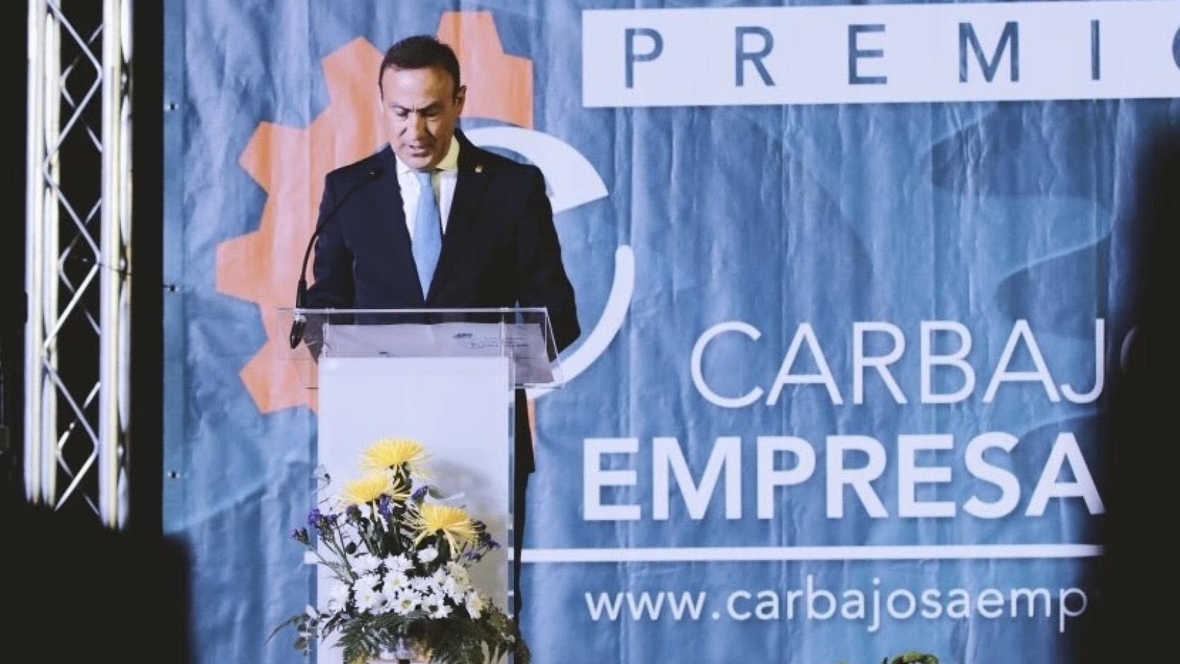 El alcalde de Carbajosa, Pedro Samuel Martín, en los Premios Carbajosa Empresarial 2021
