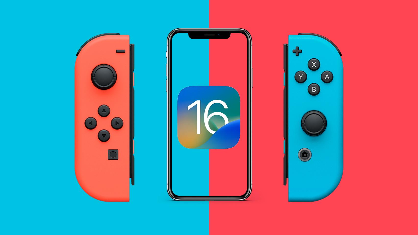 Fotomontaje con los JoyCon de Nintendo y un iPhone.