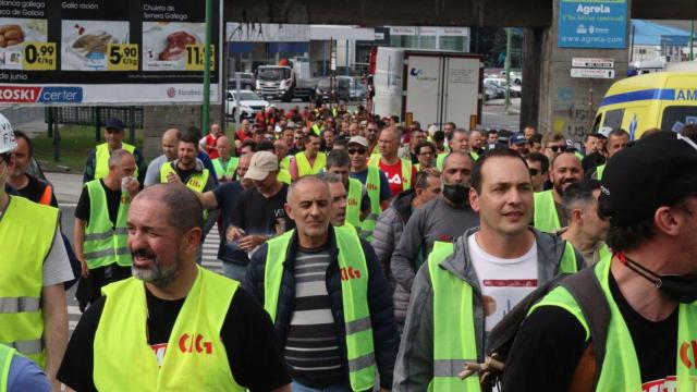 Trabajadores del metal en la huelga de este martes.