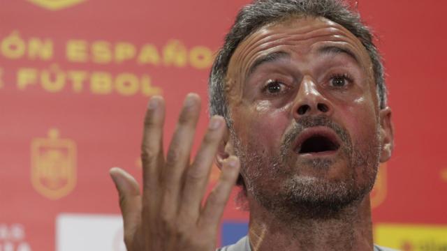 Luis Enrique, en rueda de prensa con la selección española de fútbol