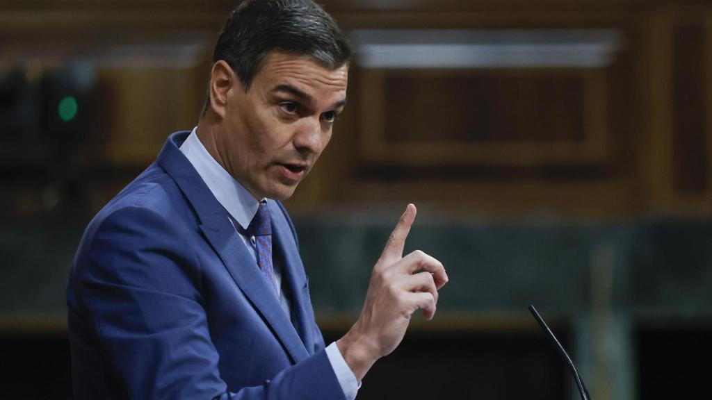 El presidente Pedro Sánchez, este miércoles durante su intervención en el Congreso de los Diputados.