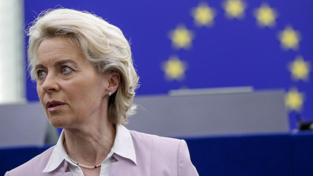 Ursula von der Leyen, presidenta de la Comisión, durante su comparecencia en el pleno del Parlamento Europeo.