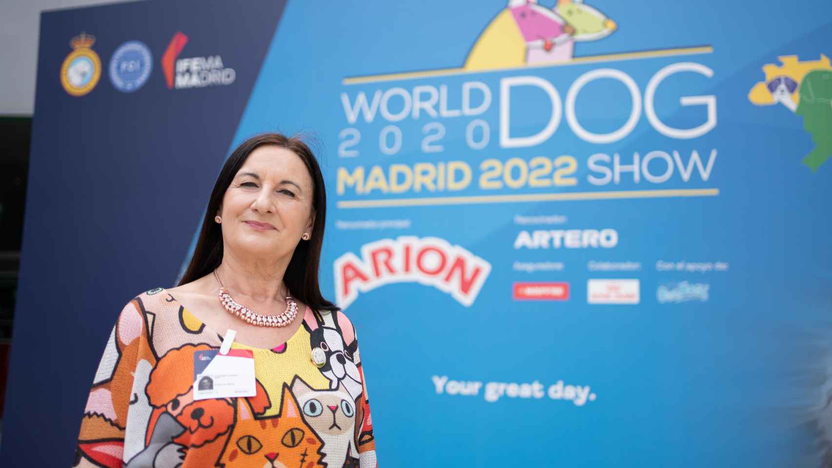 La jueza canina Carmen Navarro en la presentación del World Dog Show en IFEMA MADRID.