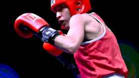 la boxeadora vallisoletana Isabel Rivero durante un combate
