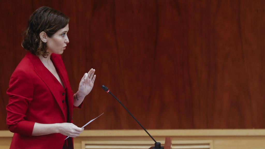 Isabel Díaz Ayuso, presidenta de la Comunidad de Madrid, este jueves en la Asamblea de Madrid.