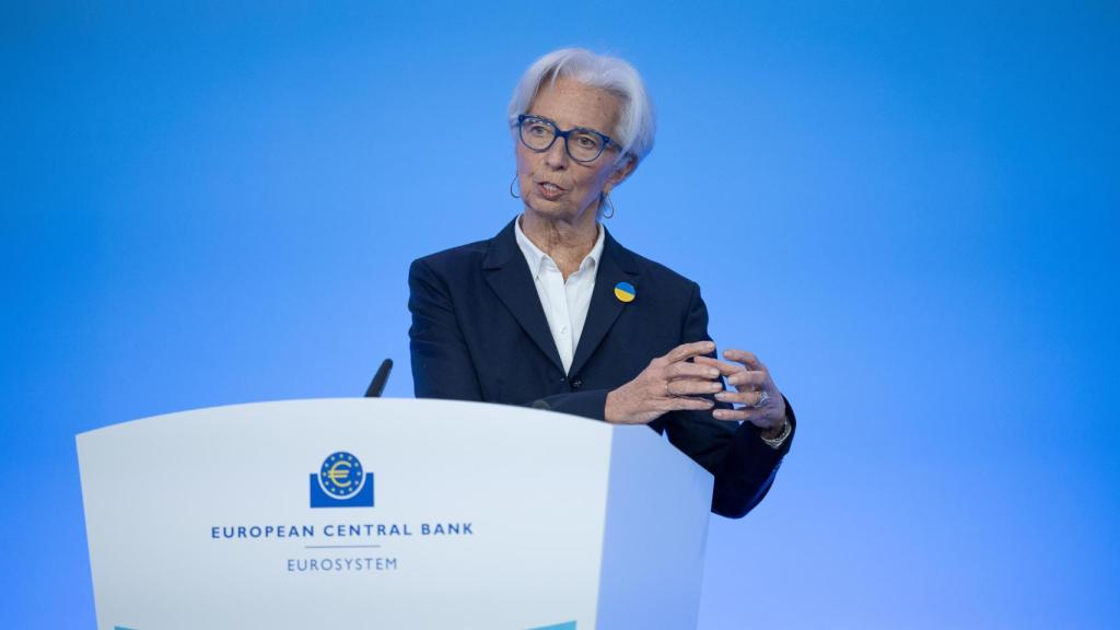 La presidenta del BCE, Christine Lagarde, durante una rueda de prensa.