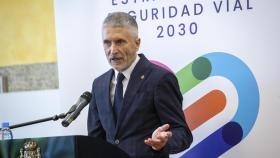 El ministro del Interior, Fernando Grande Marlaska, durante la presentación este jueves en la sede de la Dirección General de Tráfico (DGT) de la Estrategia de Seguridad Vial 2030.