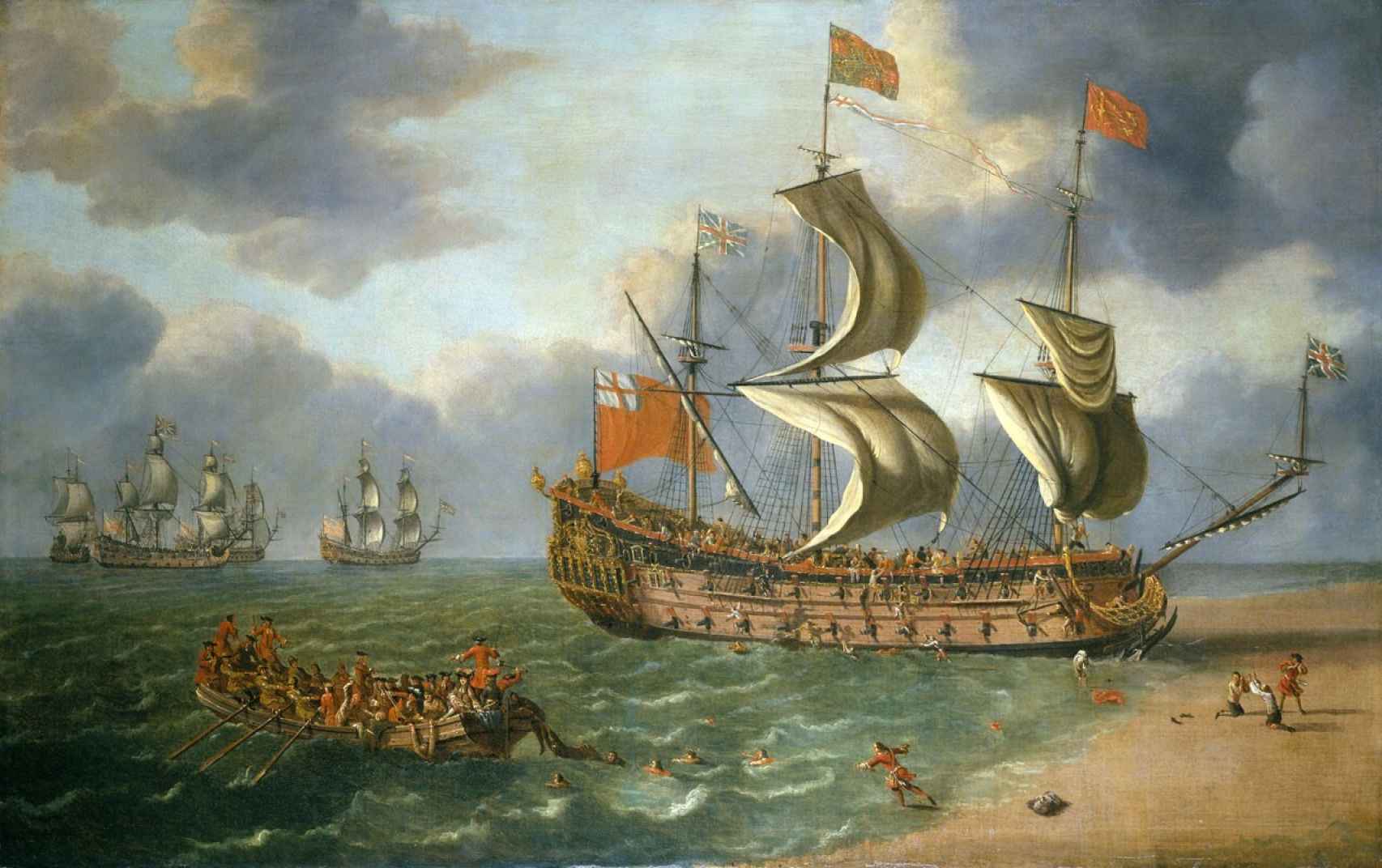 'The Wreck of the Gloucester off Yarmouth, 6 May 1682', un lienzo de Johan Danckerts.