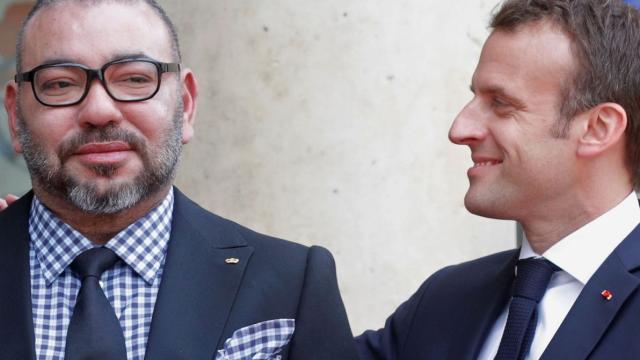 Emmanuel Macron junto al rey de Marruecos, Mohamed VI.