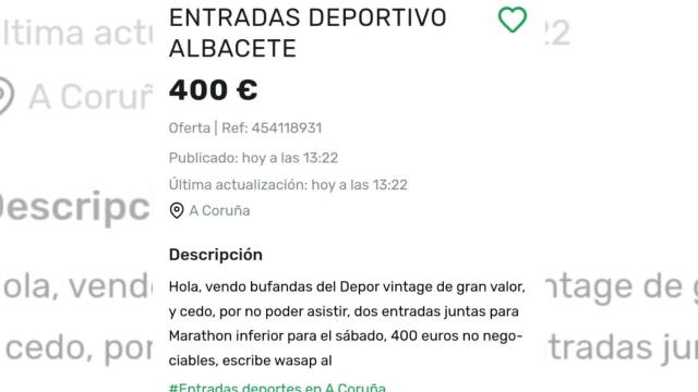 Un ejemplo de la reventa de entradas del Dépor-Albacete.