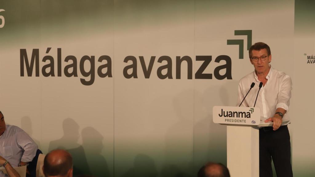 Alberto Núñez Feijóo, durante el almuerzo mitin en Antequera.