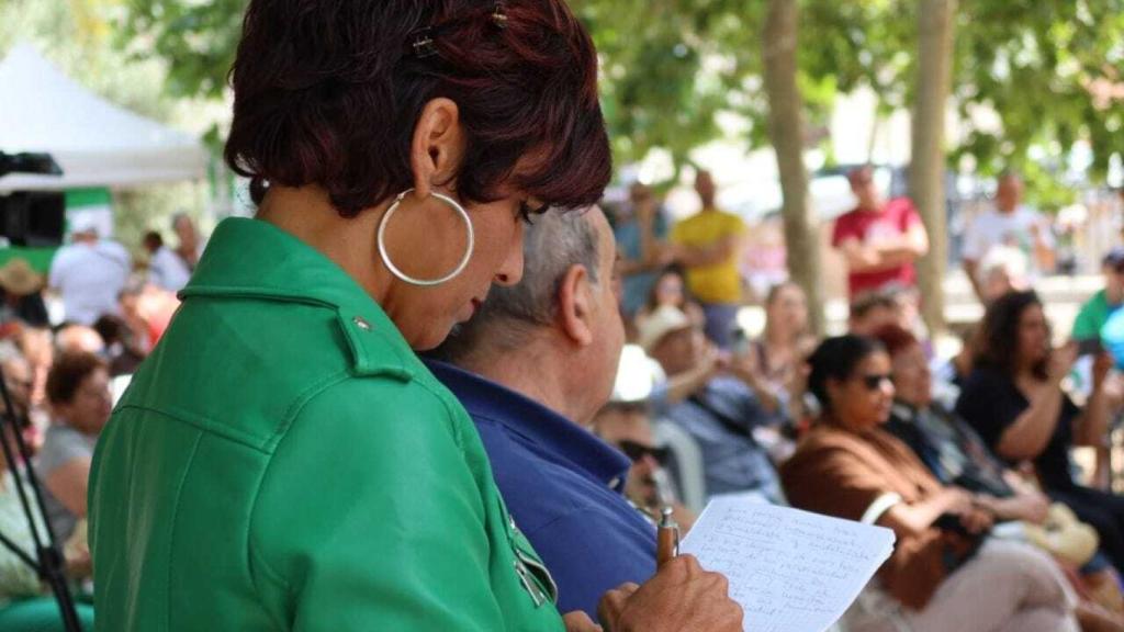 Teresa Rodríguez en un acto durante la campaña electoral.