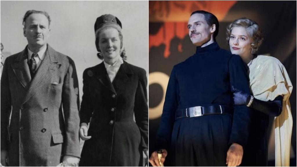 Oswald Mosley y Diana Mitford en la vida real y en la serie 'Peaky Blinders'.