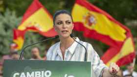 Macarena Olona durante un acto electoral en Jaén.