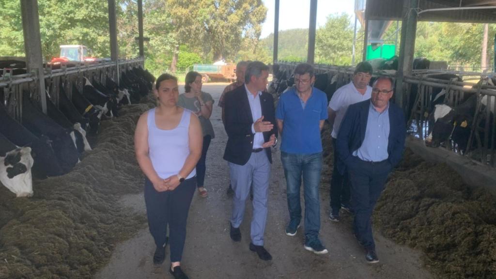 José Miñones en su visita a la ganadería Agra Silva, en Lalín.