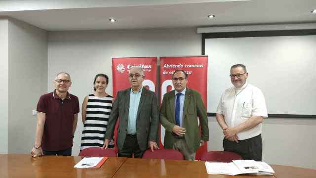 Responsables de Cáritas Diocesana Tui-Vigo, durante la presentación de la Memoria 2021.