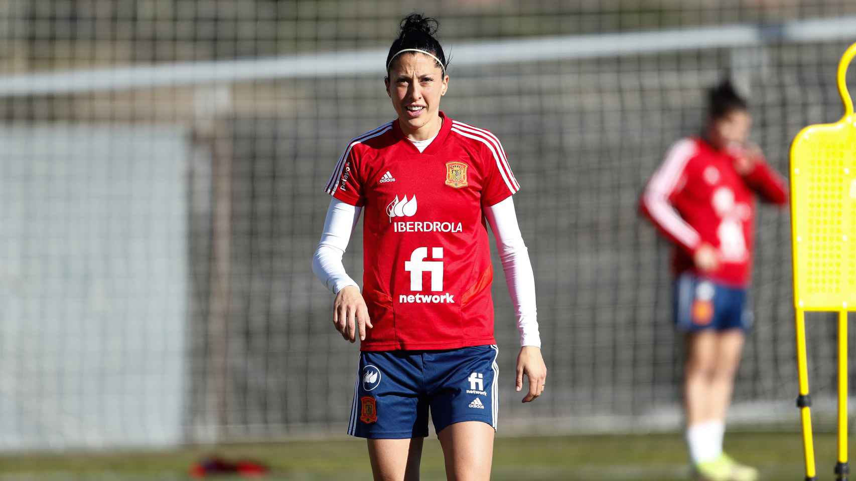 Jenni Hermoso durante un entrenamiento con la selección española