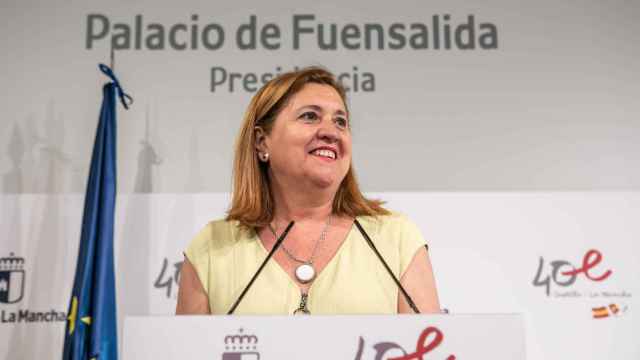 Rosa Ana Rodríguez, consejera de Educación de Castilla-La Mancha, este martes durante una rueda de prensa.