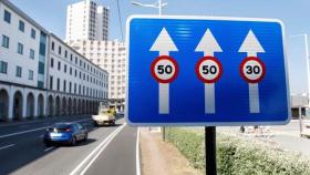 Una señal de tráfico en A Coruña.