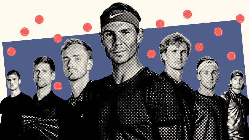 Carlos Alcaraz, Novak Djokovic, Daniil Medvedev, Rafael Nadal, Alexander Zverev, Casper Ruud y Stefanos Tsitsipas